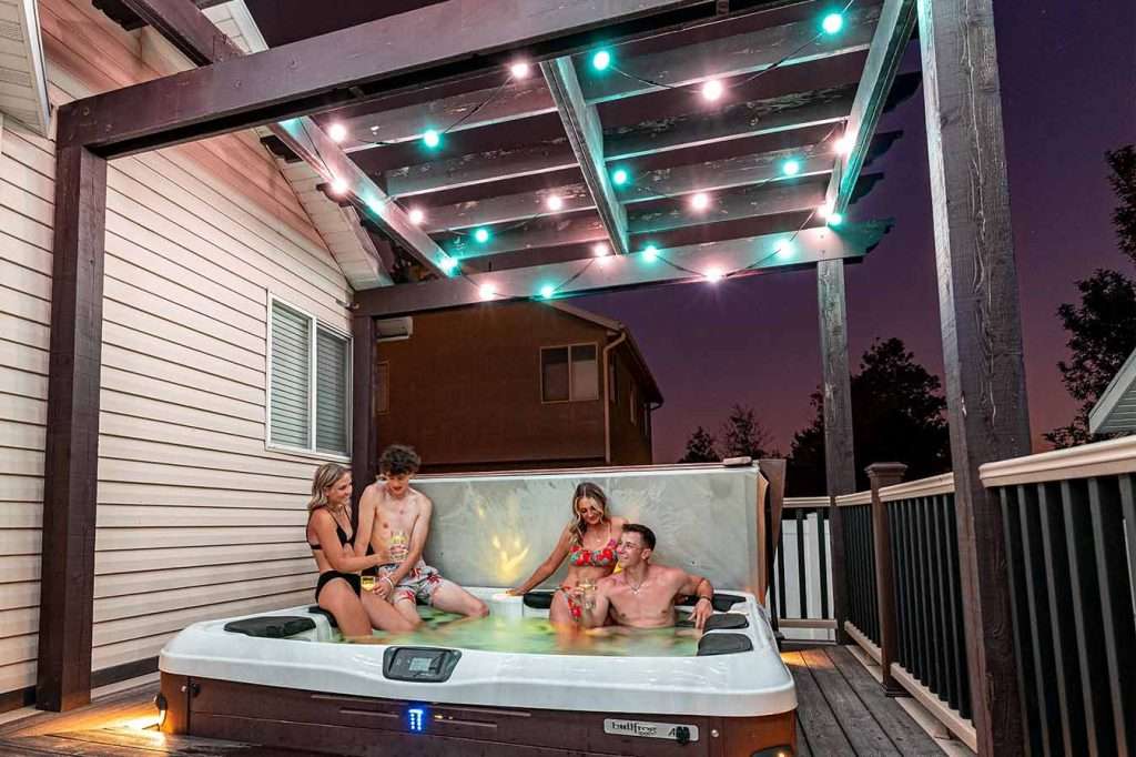 globelights and pool